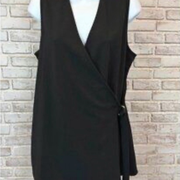 Anne Klein Tops - Anne Klein Black Sleeveless Wrap Vest Top Large